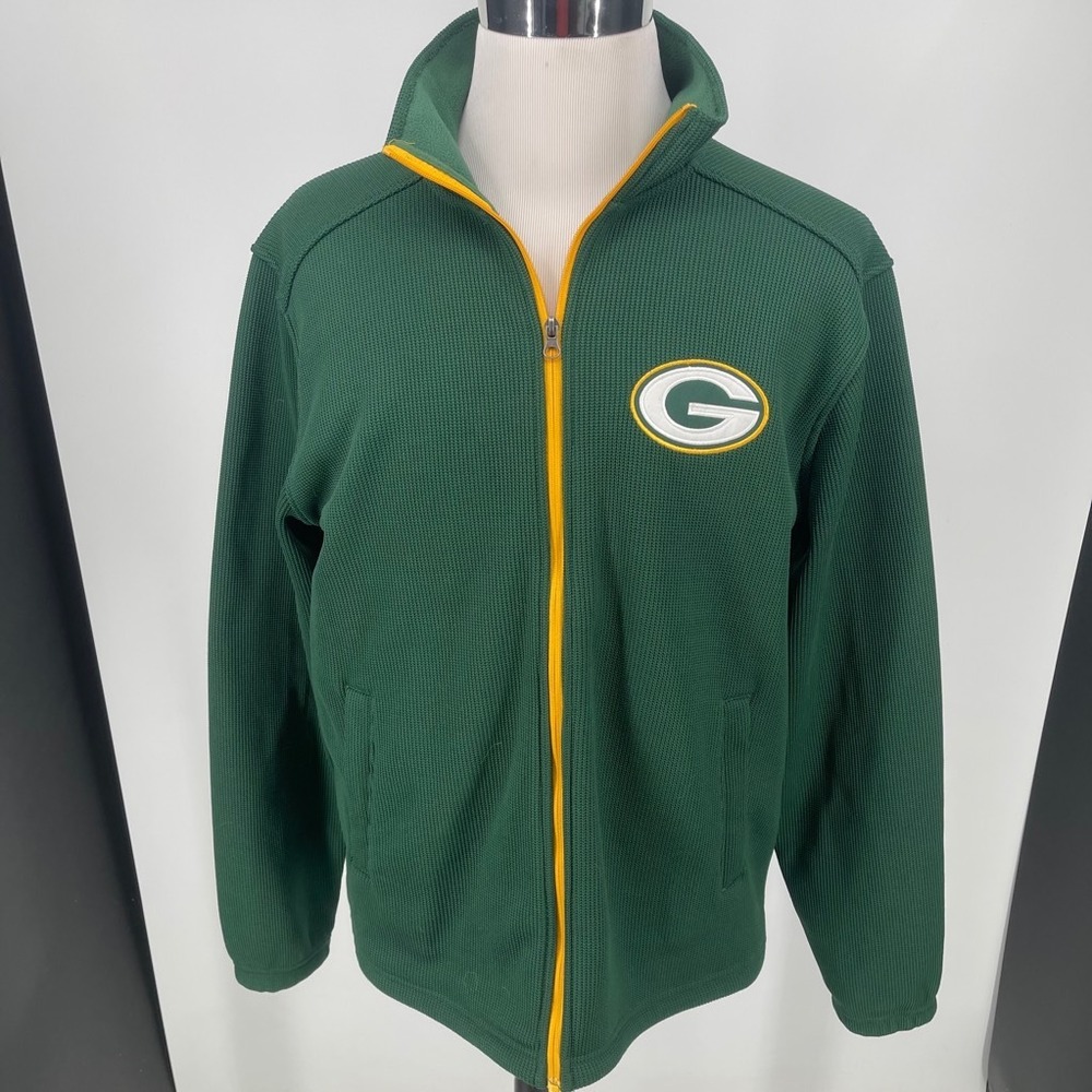 Green Bay Packers GIII Apparel Coat Jacket MENS Green Fleece Zip Pockets LARGE